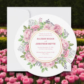 Roze Bloemen Elegante Huwelijksuitnodiging Kaart