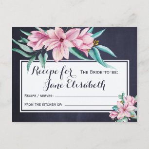 Roze bloemen elegante marine bruid om recept te zi briefkaart