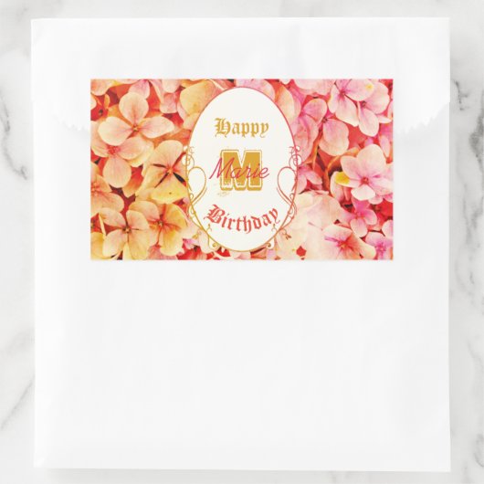 Roze Bloemen Elegante Moderne 21ste Verjaardag Rechthoekige Sticker (Tas)