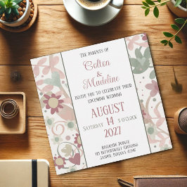 Roze Bloemen Elegante Moderne Inspirivity Bruiloft Kaart
