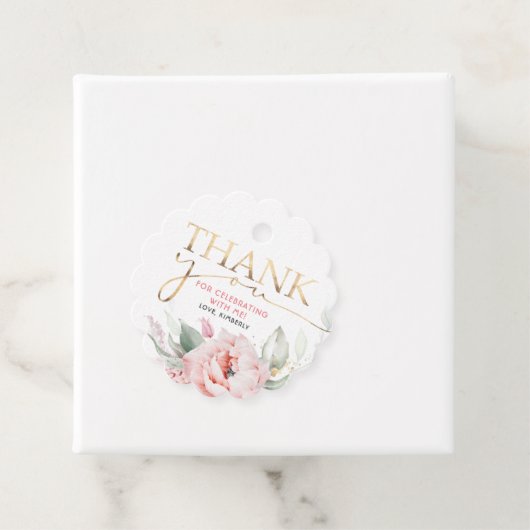 Roze Bloemen Elegante Verjaardag Dank u Bedankjes Labels (In situ)