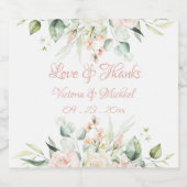 Roze Bloemen Elegante Waterverf Bruiloft Bier Etiket (Enkel label)