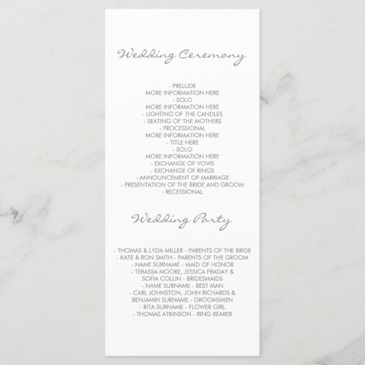 Roze Bloemen Elegante Waterverf Trouwprogramma's Programmakaart (Achterkant)