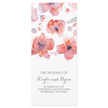 Roze Bloemen Elegante Waterverf Trouwprogramma's