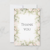 Roze Bloemen Elegante Waterverf Vintage bruiloft Bedankkaart (Voorkant)