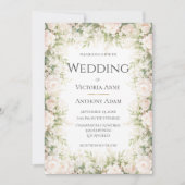 Roze Bloemen Elegante Waterverf Vintage bruiloft Kaart (Voorkant)