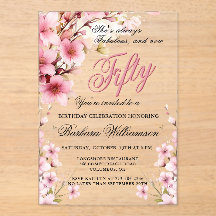 Roze Bloemen Elegantie 50e & Fab Verjaardagsfeest