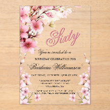 Roze Bloemen Elegantie 60ste Verjaardag Party