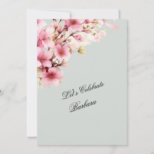 Roze Bloemen Elegantie 60ste Verjaardag Party Kaart (Achterkant)