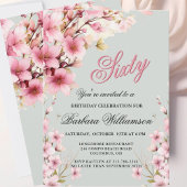 Roze Bloemen Elegantie 60ste Verjaardag Party Kaart