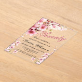 Roze Bloemen Elegantie 70ste Verjaardag Party Acryl Uitnodigingen (Laagn)