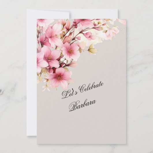 Roze Bloemen Elegantie 80ste Verjaardagsfeest Kaart (Achterkant)