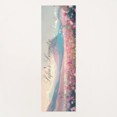 Roze bloemen en bergen artistieke hand-getrokken yogamat (Voorkant)