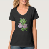 Roze bloemen en blaadjes bloemig t-shirt (Voorkant)