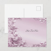 Roze bloemen en blad postkaart (Voorkant / Achterkant)