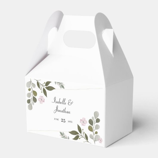 Roze bloemen en bladeren bedankdoosjes (Achterkant)