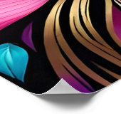 Roze Bloemen en bladeren Glas in lood Kijk Poster (Hoek)