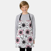 Roze bloemen en bladeren schetsontwerp schort (Gedragen)