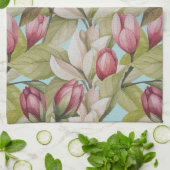  roze bloemen- en bladpatroon theedoek (Gevouwen)