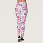 Roze bloemen en blauw hart bevestigen het griezeli leggings (Achterkant)