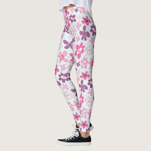 Roze bloemen en blauw hart bevestigen het griezeli leggings (Links)