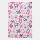 Roze bloemen en blauw hart bevestigen het griezeli theedoek (Verticaal)