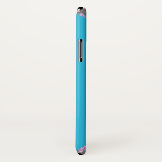 Roze bloemen en blauw kleurenblok Case-Mate iPhone case (Achterkant / rechts)