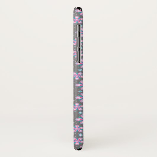 Roze bloemen en blauw kleurenblok Case-Mate iPhone case (Achterkant/links)