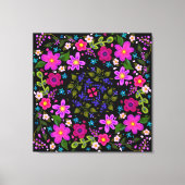 Roze bloemen en blauwe bessen Gedekte Boho Canvas Afdruk (Voorkant)