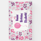 Roze bloemen en blauwe harten die de zondag zijn spandoek (Verticaal)