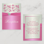 Roze Bloemen en Bord Groene Behuizing Kaart (Voorkant / Achterkant)