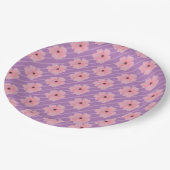 Roze bloemen en Borden voor strips Papieren Bordje (Gekanteld)