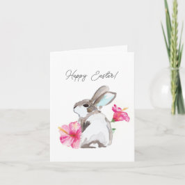 Roze Bloemen en Bunny Easter Kaarten