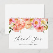 Roze Bloemen en Citroen Bedankbriefkaart Bedankkaart (Voorkant / Achterkant)