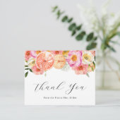 Roze Bloemen en Citrus Bedankkaart (Staand voorkant)