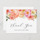 Roze Bloemen en Citrus Bedankkaart (Voorkant / Achterkant)