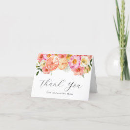 Roze Bloemen en Citrus Bedankkaart