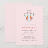 Roze Bloemen en Dop Kruis Kaart (Voorkant / Achterkant)