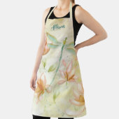 Roze bloemen en dragonfly gepersonaliseerd schort (Insitu)