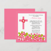 roze bloemen en dwarsbalk kaart (Voorkant / Achterkant)