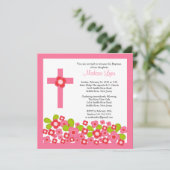 roze bloemen en dwarsbalk kaart (Staand voorkant)