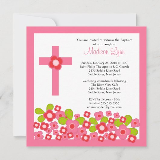 roze bloemen en dwarsbalk kaart (Voorkant)