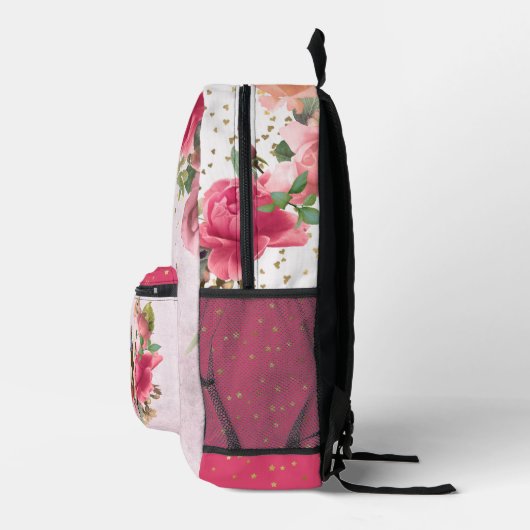 roze bloemen en elfjes meisje bedrukte rugzak (Rechts)