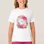 roze bloemen en elfjes meisje t-shirt (Voorkant)