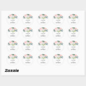 Roze Bloemen en Eucalyptus Groen Bruiloft Ronde Sticker (Vel)