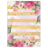 Roze Bloemen En Fairies Meisje Bewerkbaar Klembord (Achterkant)