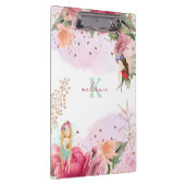 Roze Bloemen En Fairies Meisje Bewerkbaar Klembord (Rechts)