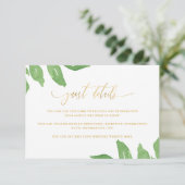 Roze Bloemen en Faux Gold Bruiloft Gast Details Informatiekaartje (Staand voorkant)