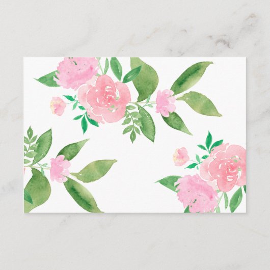 Roze Bloemen en Faux Gold Bruiloft Gast Details Informatiekaartje (Achterkant)