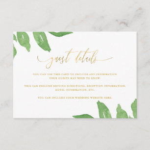 Roze Bloemen en Faux Gold Bruiloft Gast Details Informatiekaartje